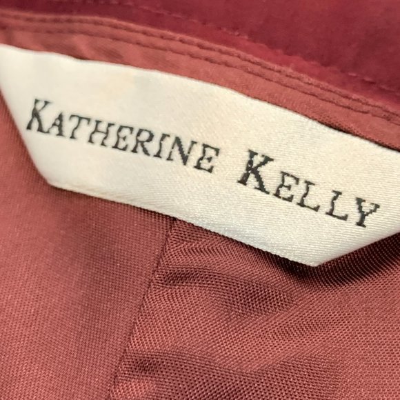 Katherine Kelly Cranberry Red Satin Dressy Pants Pleated‎ Hem Size 10 Lined - Picture 5 of 14